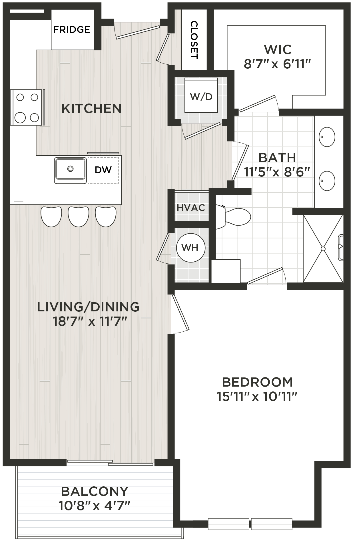 1 Bed/1 Bath-B2 floor plan