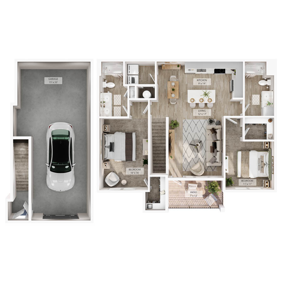 2 BR Grand Overlook Garage floor plan