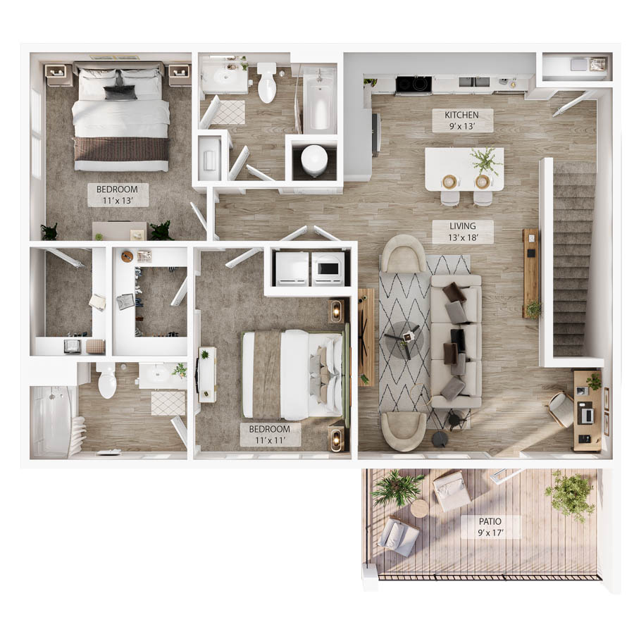 2 BR Designer Overlook floor plan