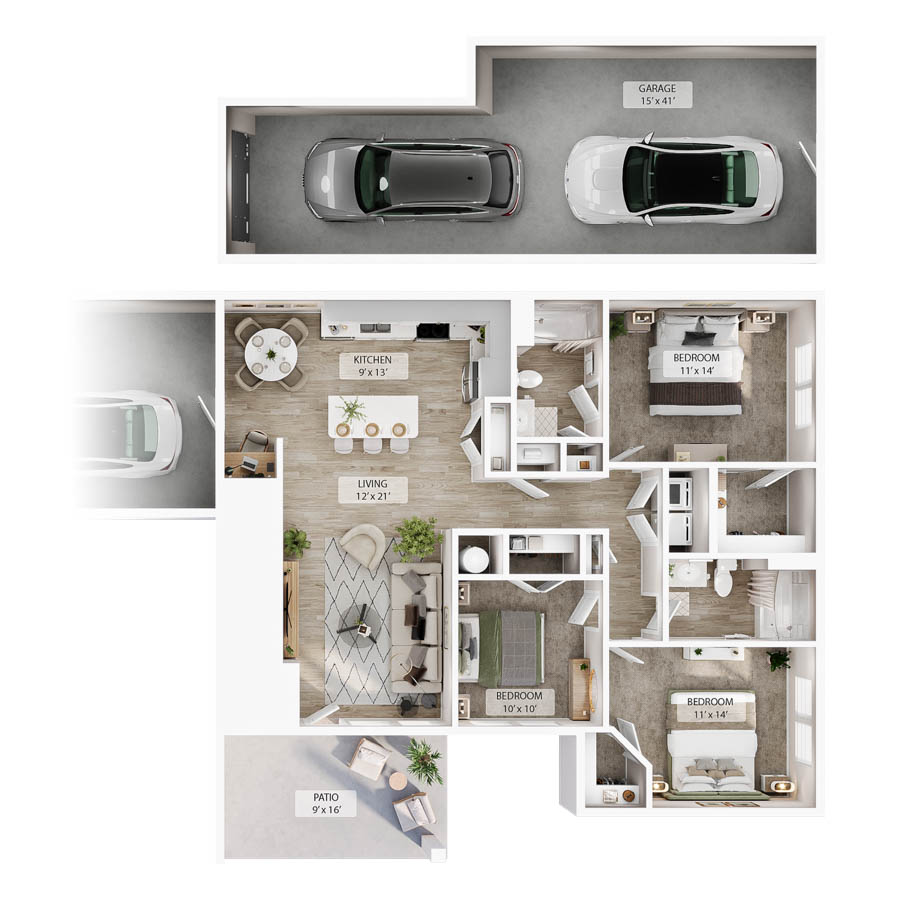 3 BR Grand Courtyard Garage floor plan