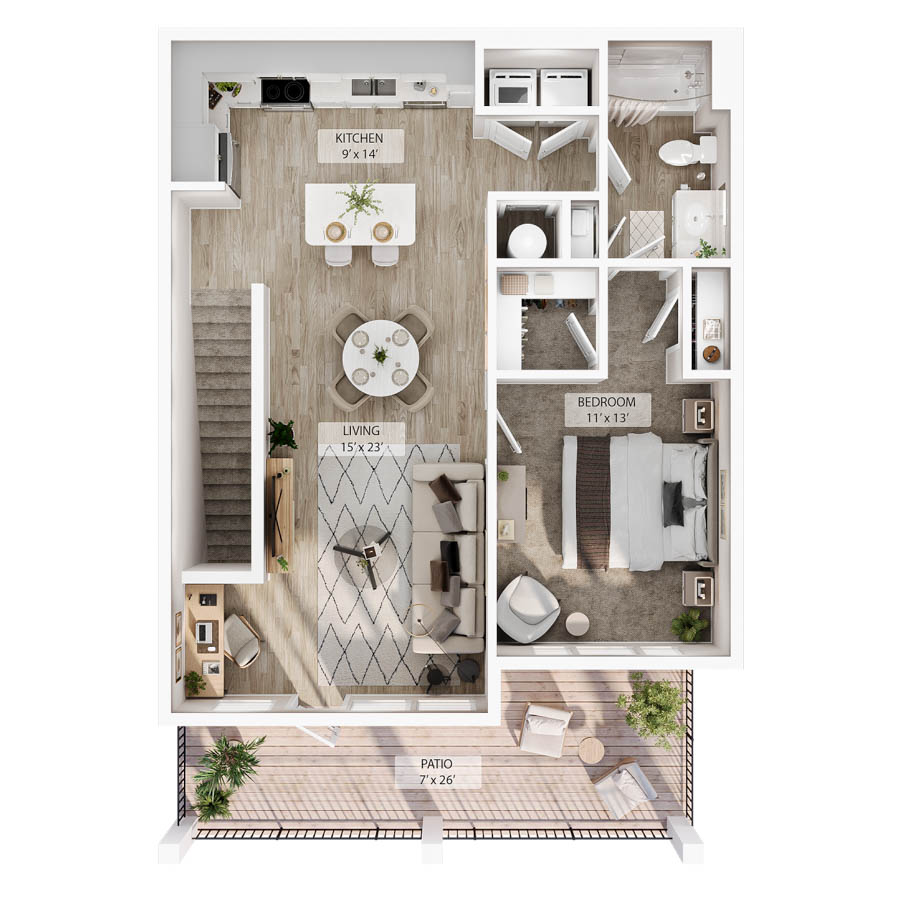 1 BR Designer Overlook floor plan