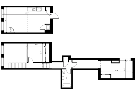 2 Bedroom / 1 Bathroom floor plan