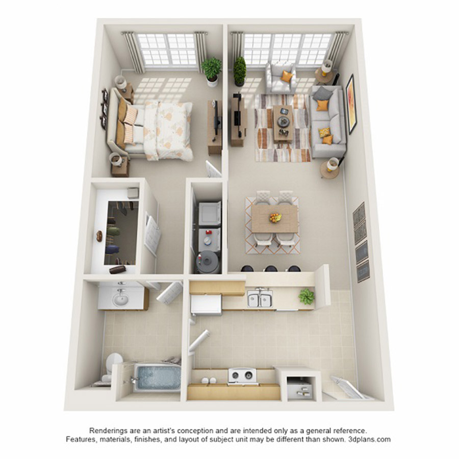 1AR floor plan