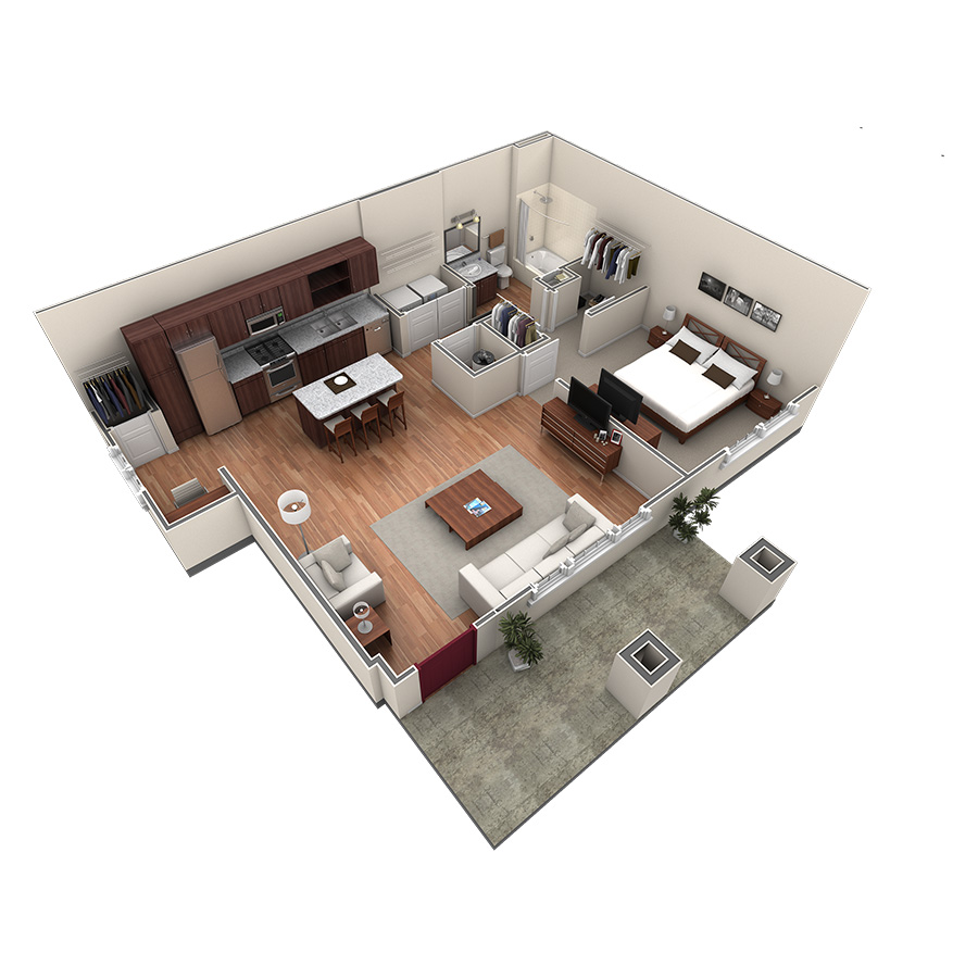 1 BR Grand Courtyard floor plan