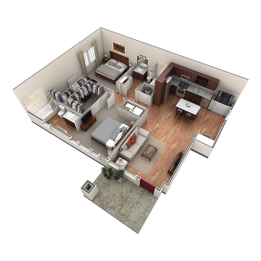 2 BR Designer Courtyard Garage floor plan