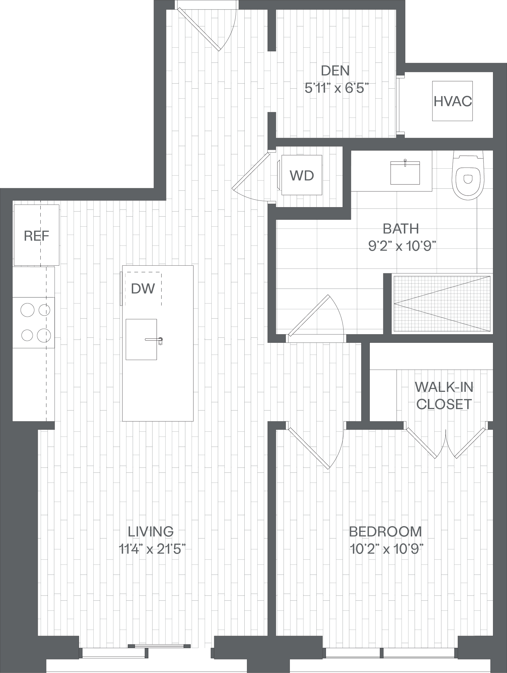 1 Bed/1 Bath Den-DC floor plan