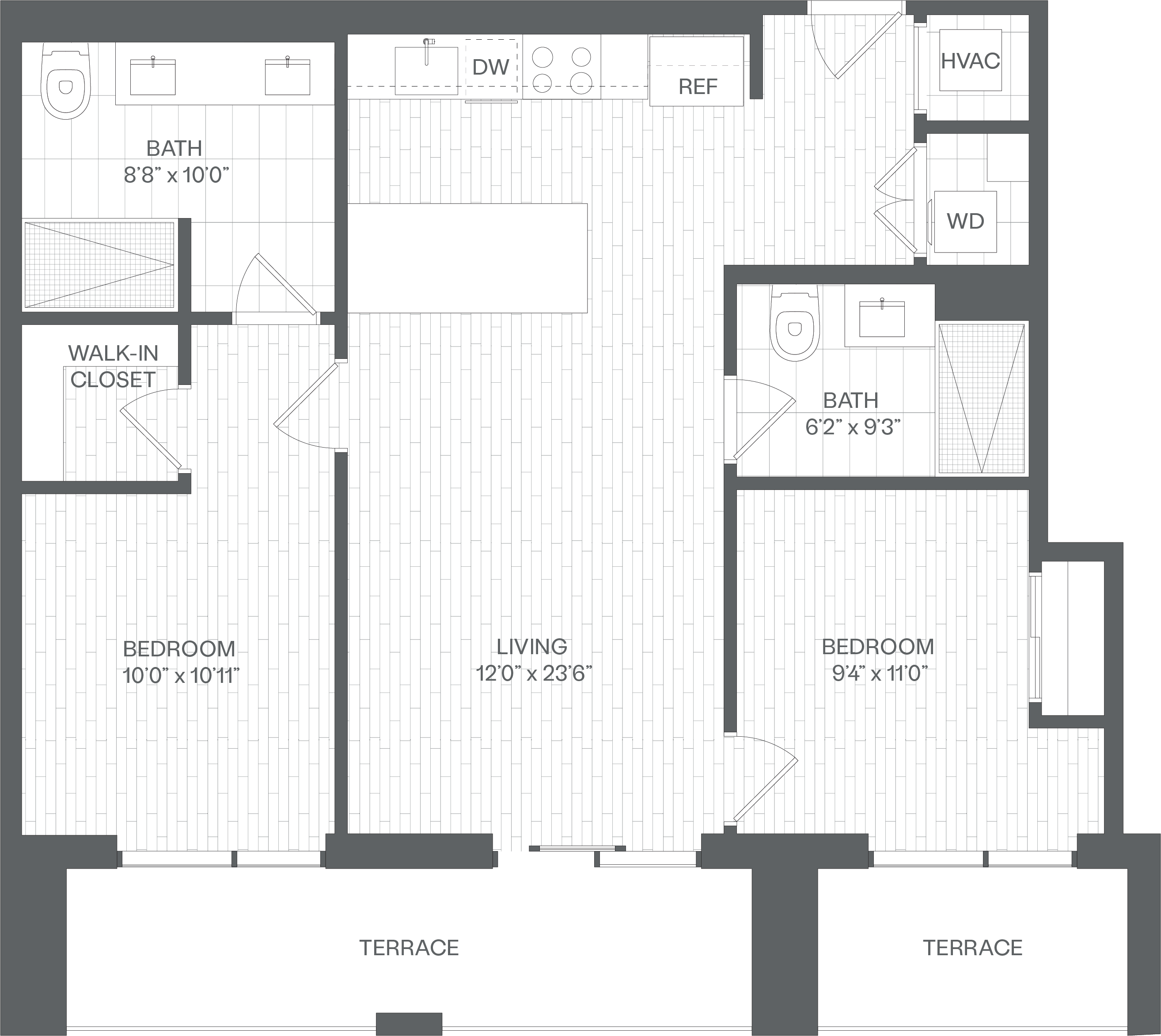 2 Bed/2 Bath-BH floor plan