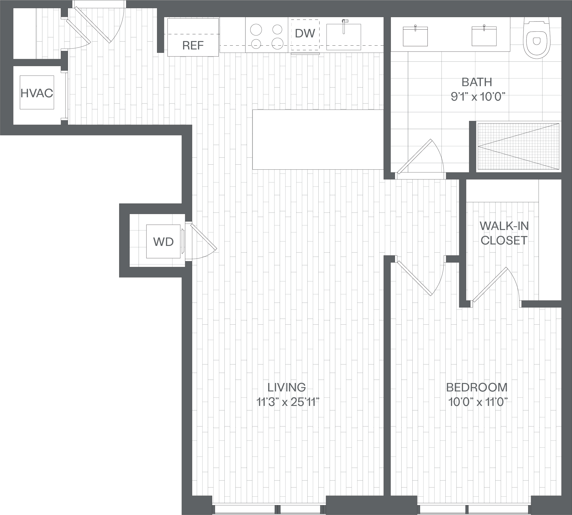 1 Bed/1 Bath-AG floor plan