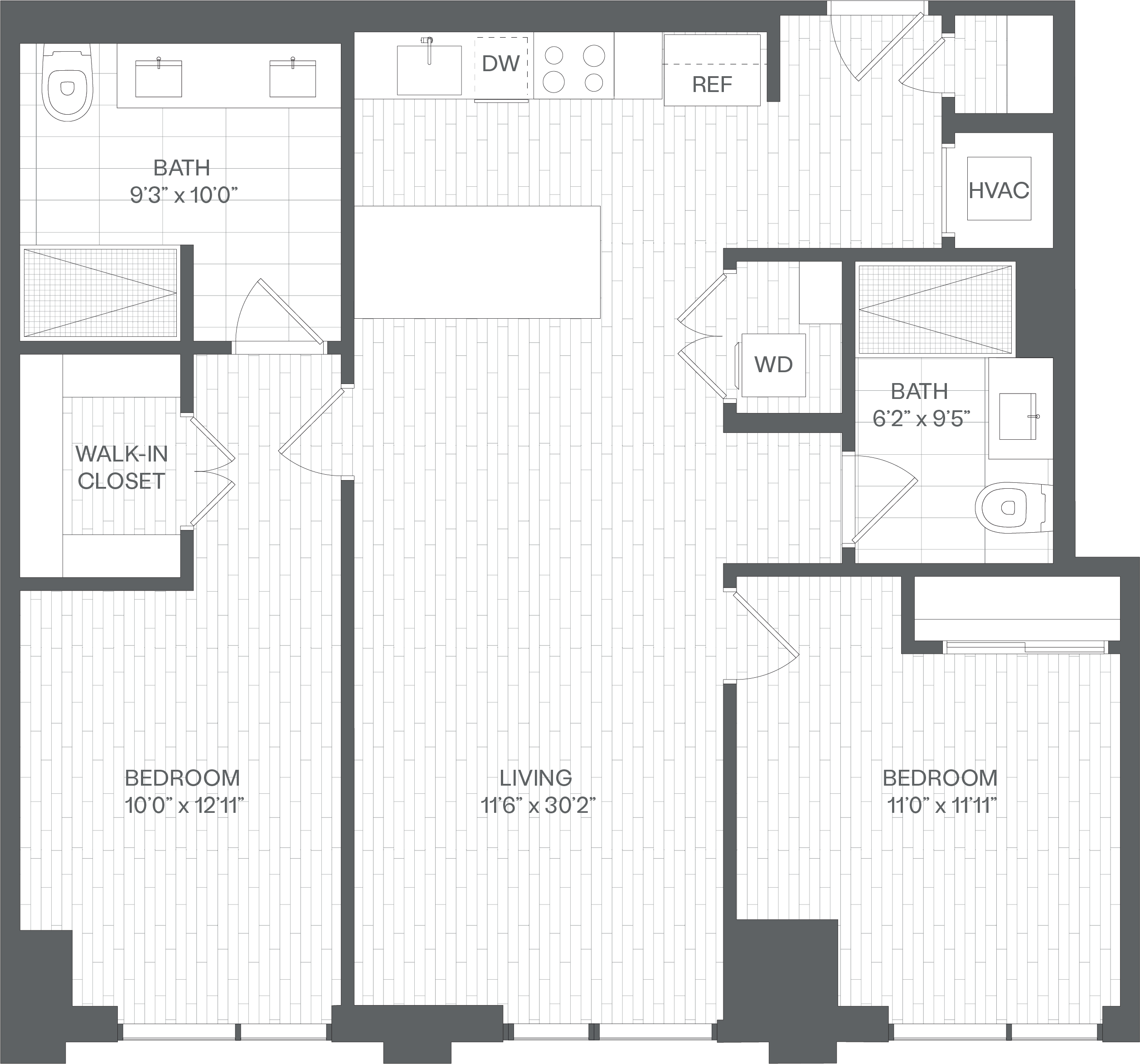 2 Bed/2 Bath-BA floor plan