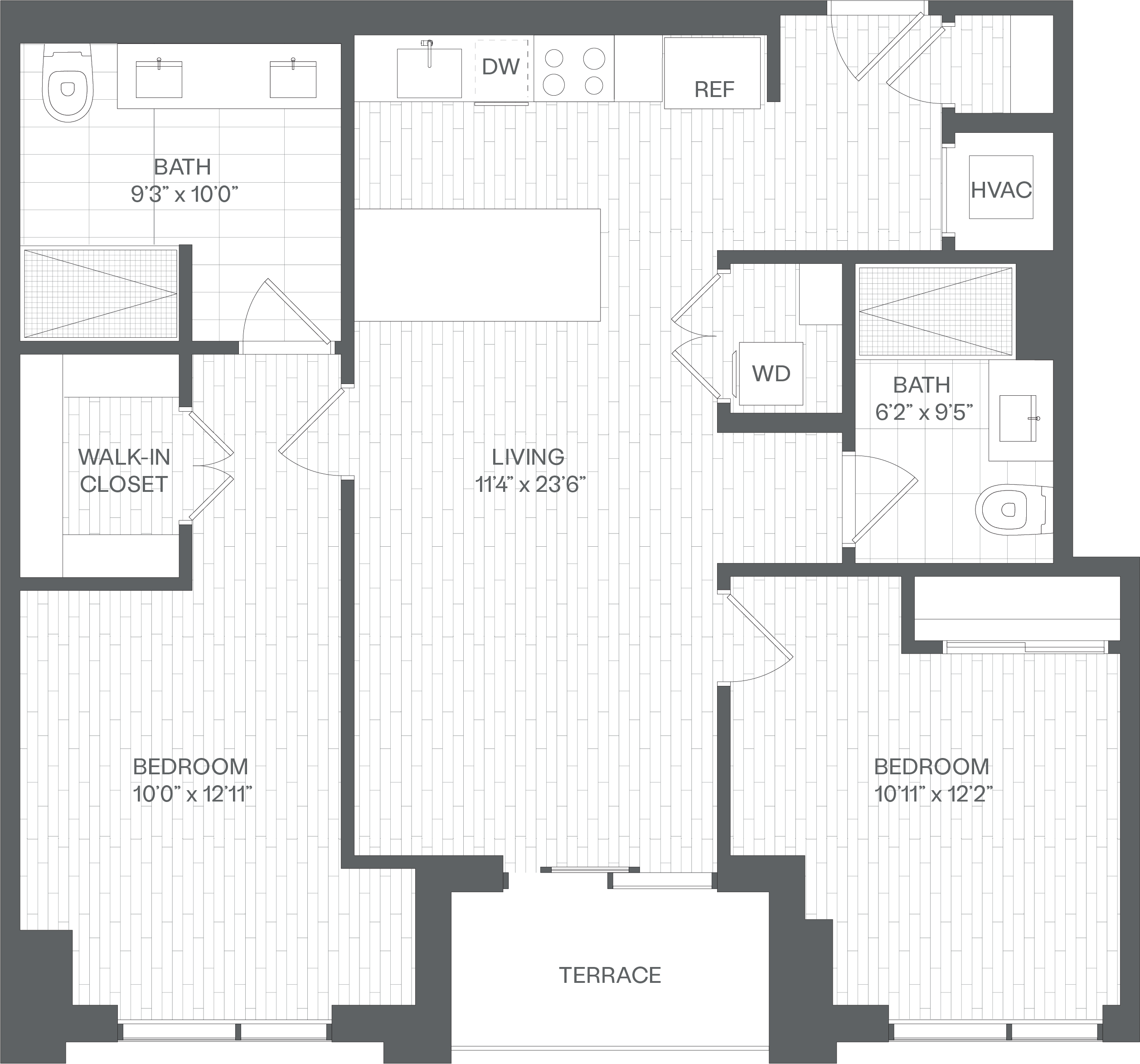 2 Bed/2 Bath-BA1 floor plan