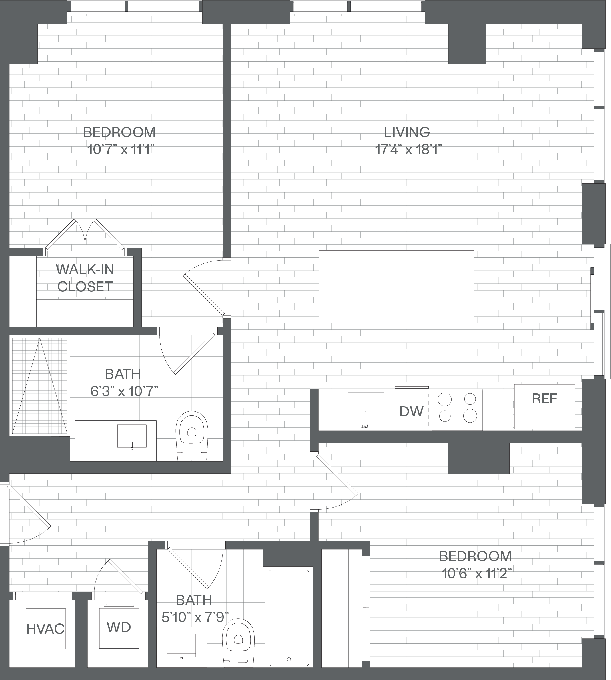 2 Bed/2 Bath-BE floor plan