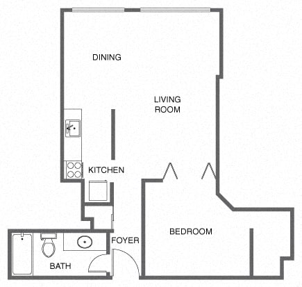 Renovated Jr. 1 Bed, 1 Bath floor plan