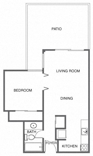 1 Bed, 1 Bath floor plan