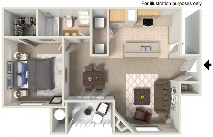 B Francisco 809 SF floor plan