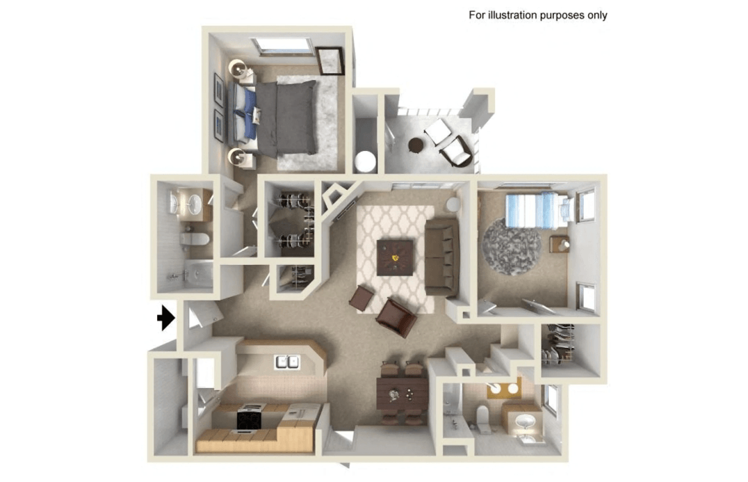 D Brandriff 1,098 SF Reno floor plan