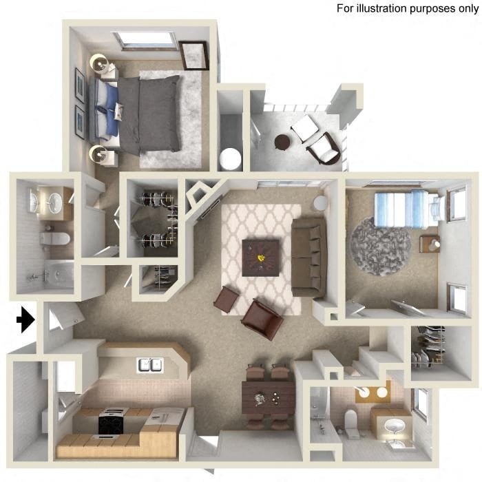 D Brandriff 1,098 SF floor plan