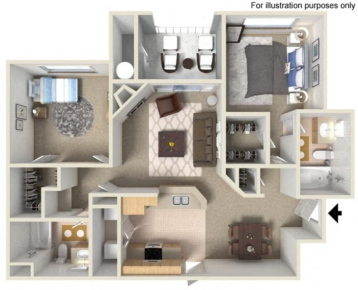 C Mannheim 1,040 SF floor plan