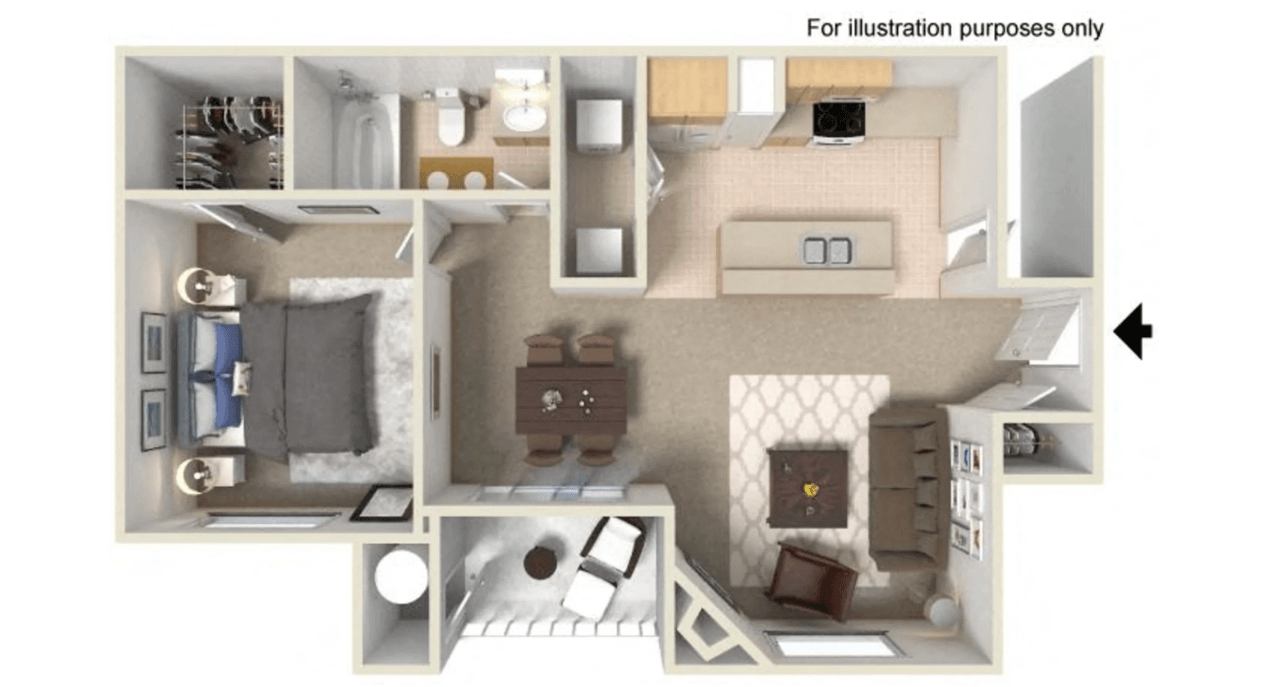 B Francisco 890 SF Reno floor plan
