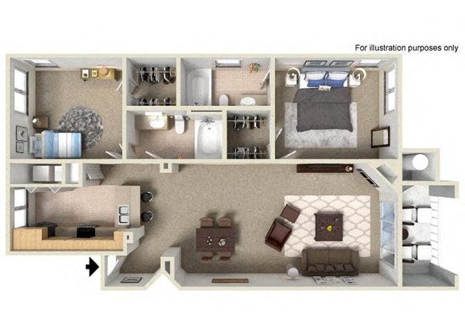 C 1,082 SF San Gabriel floor plan