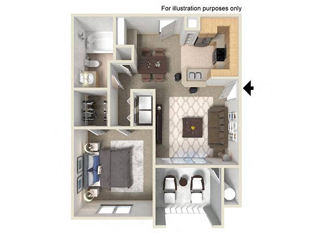 A 706 SF San Diego floor plan