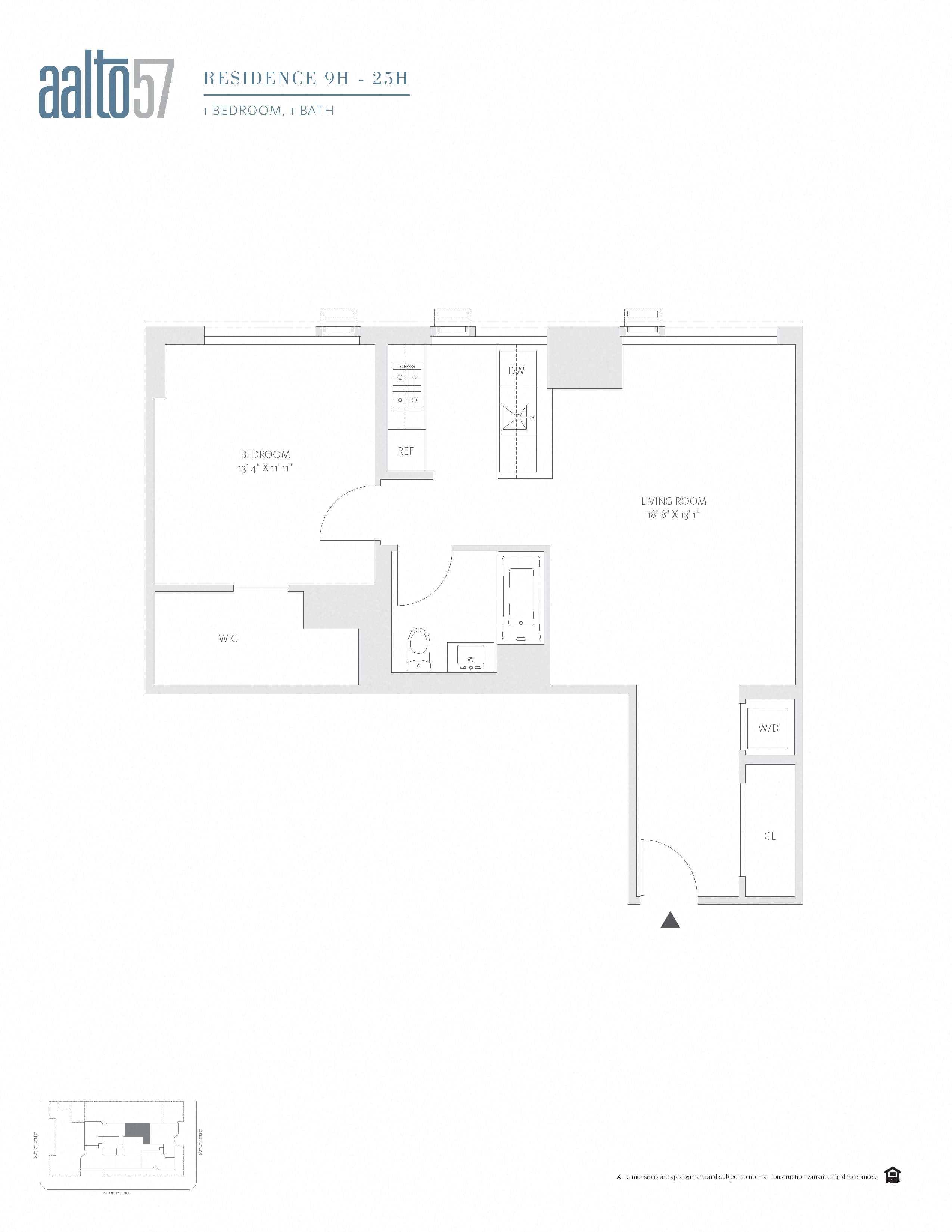 1 Bed/1 Bath-1F floor plan