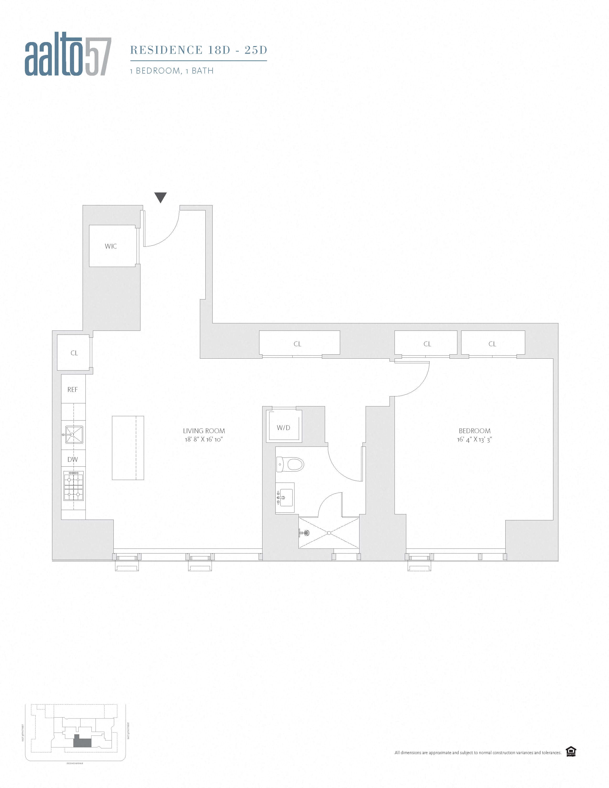 1 Bed/1 Bath-1K floor plan