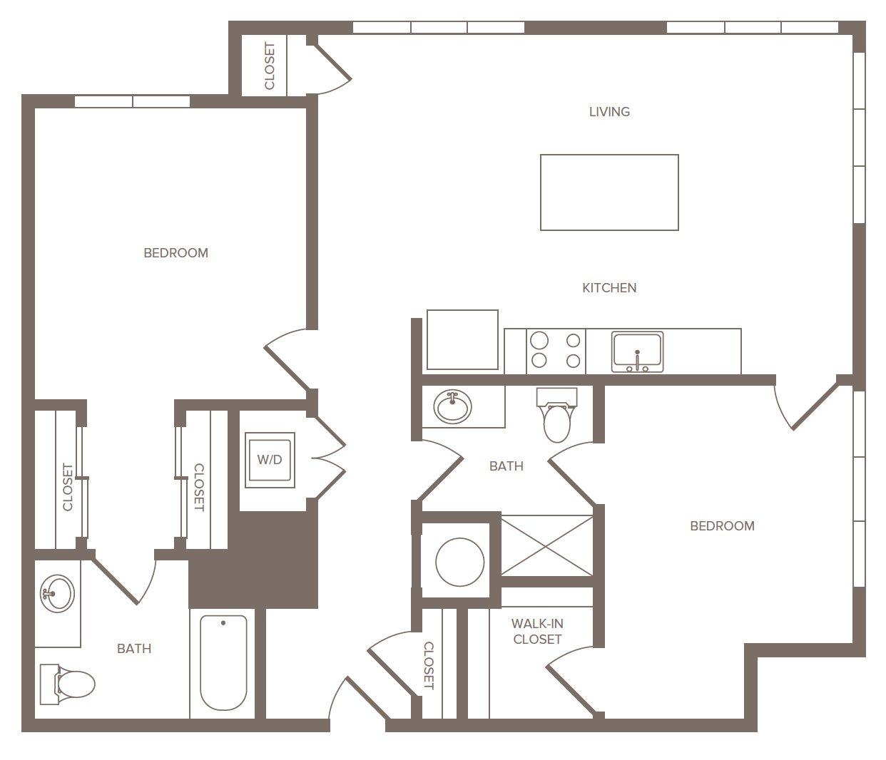 2 Bed/2 Bath-J floor plan