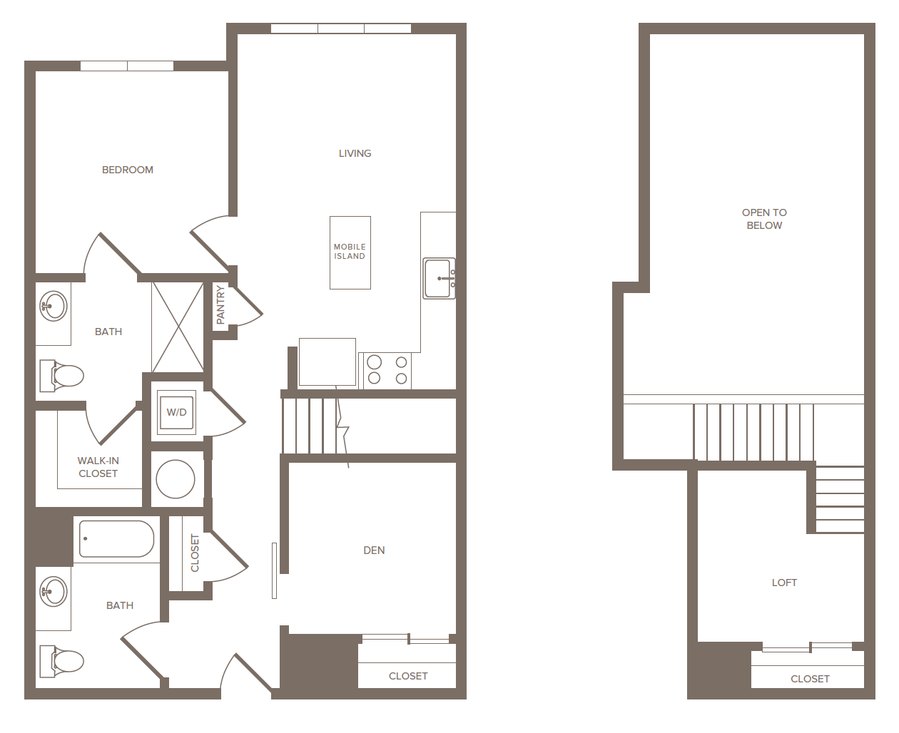 1 Bed/2 Bath Den and Loft-A floor plan