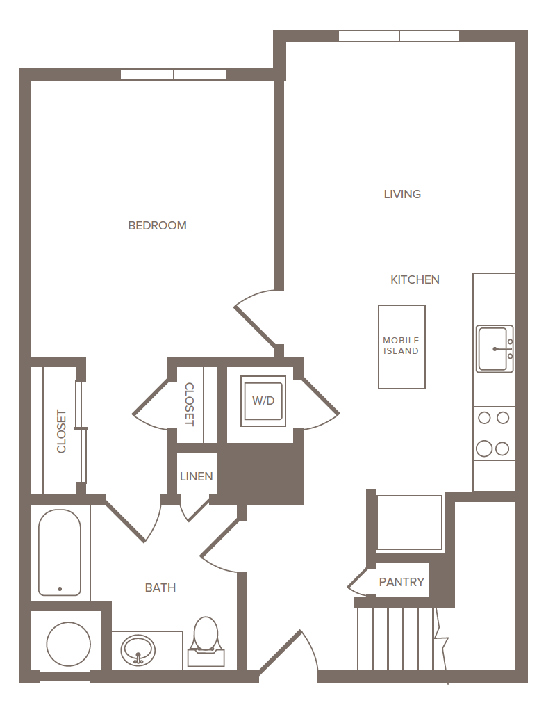 1 Bed/1 Bath-G floor plan