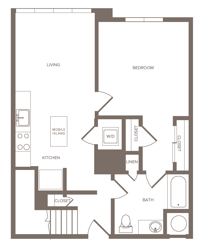 1 Bed/1 Bath-E floor plan
