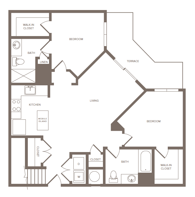 2 Bed/2 Bath-I floor plan