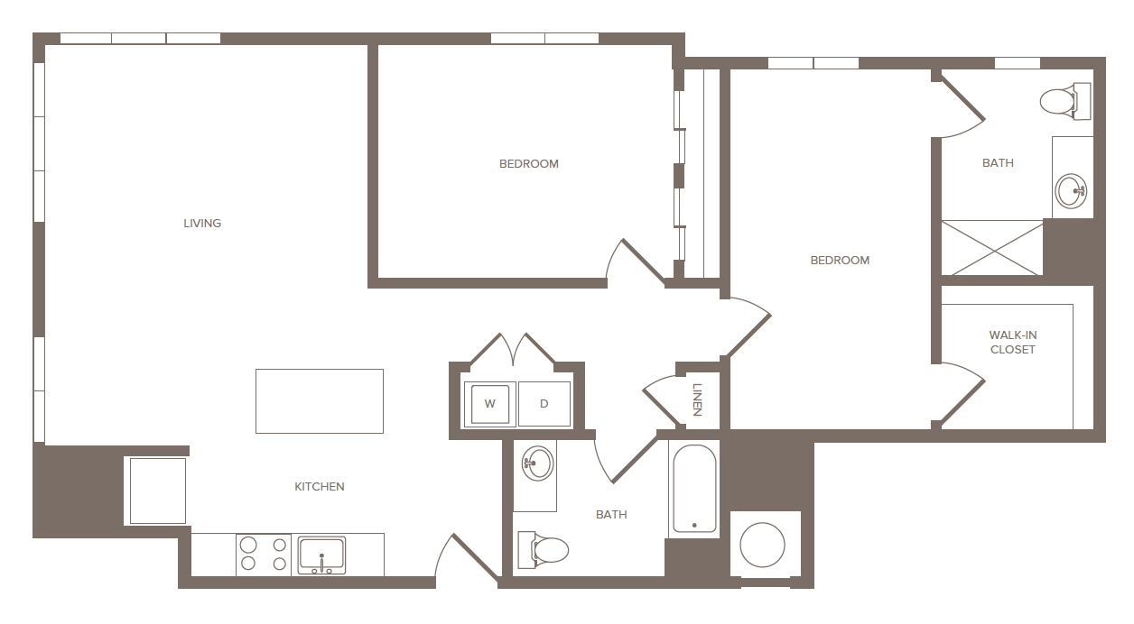 2 Bed/2 Bath-L floor plan