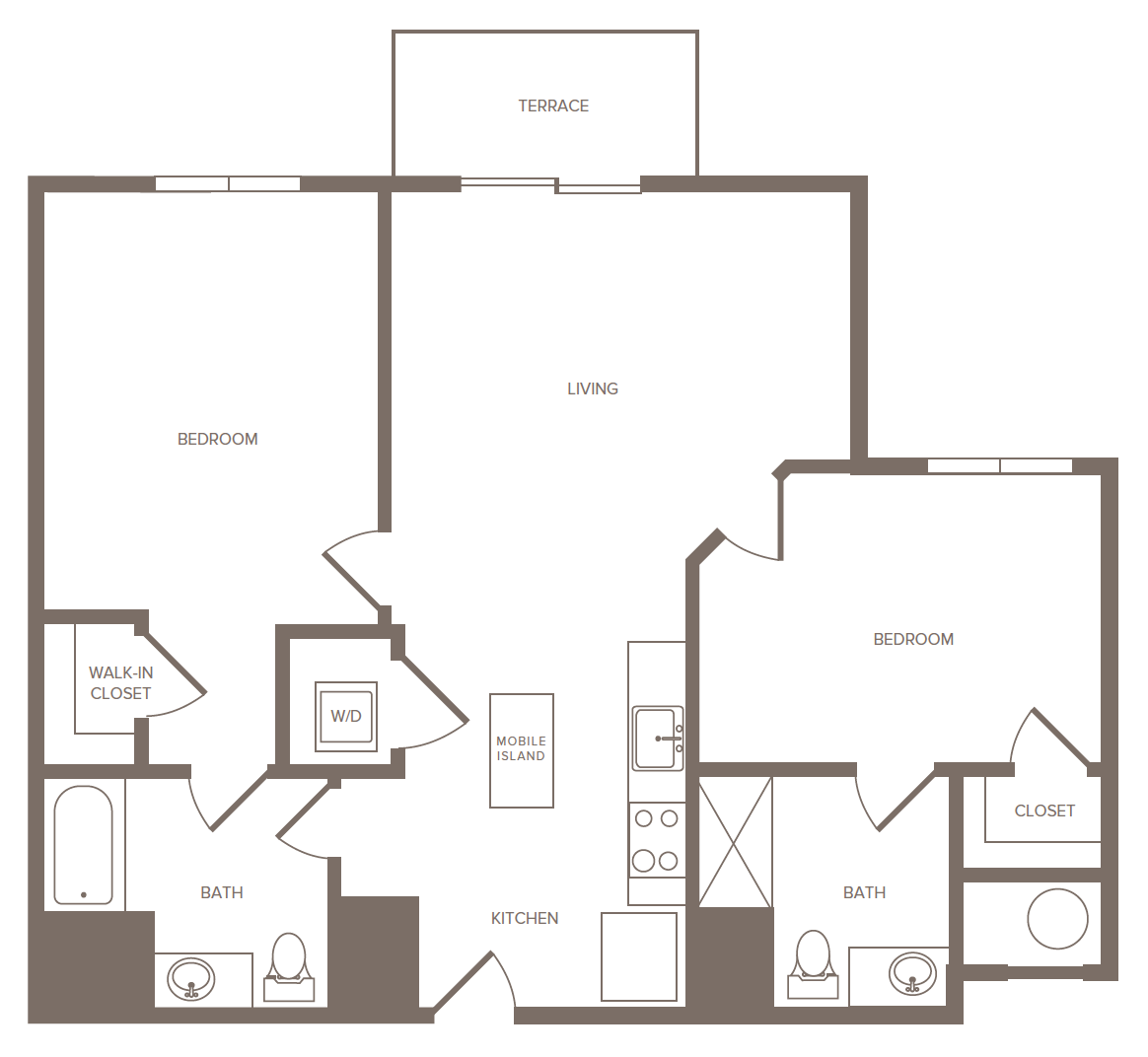 2 Bed/2 Bath-F floor plan
