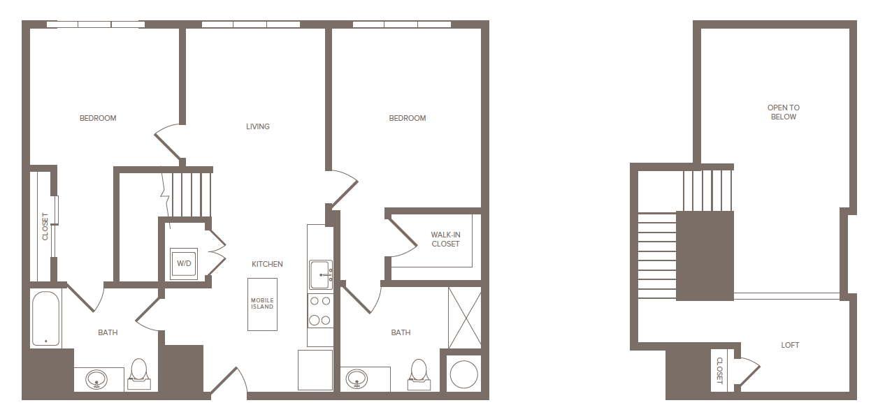 2 Bed/2 Bath Loft-H floor plan