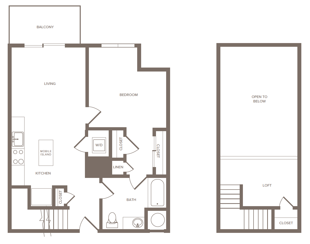 1 Bed/1 Bath Loft-A floor plan