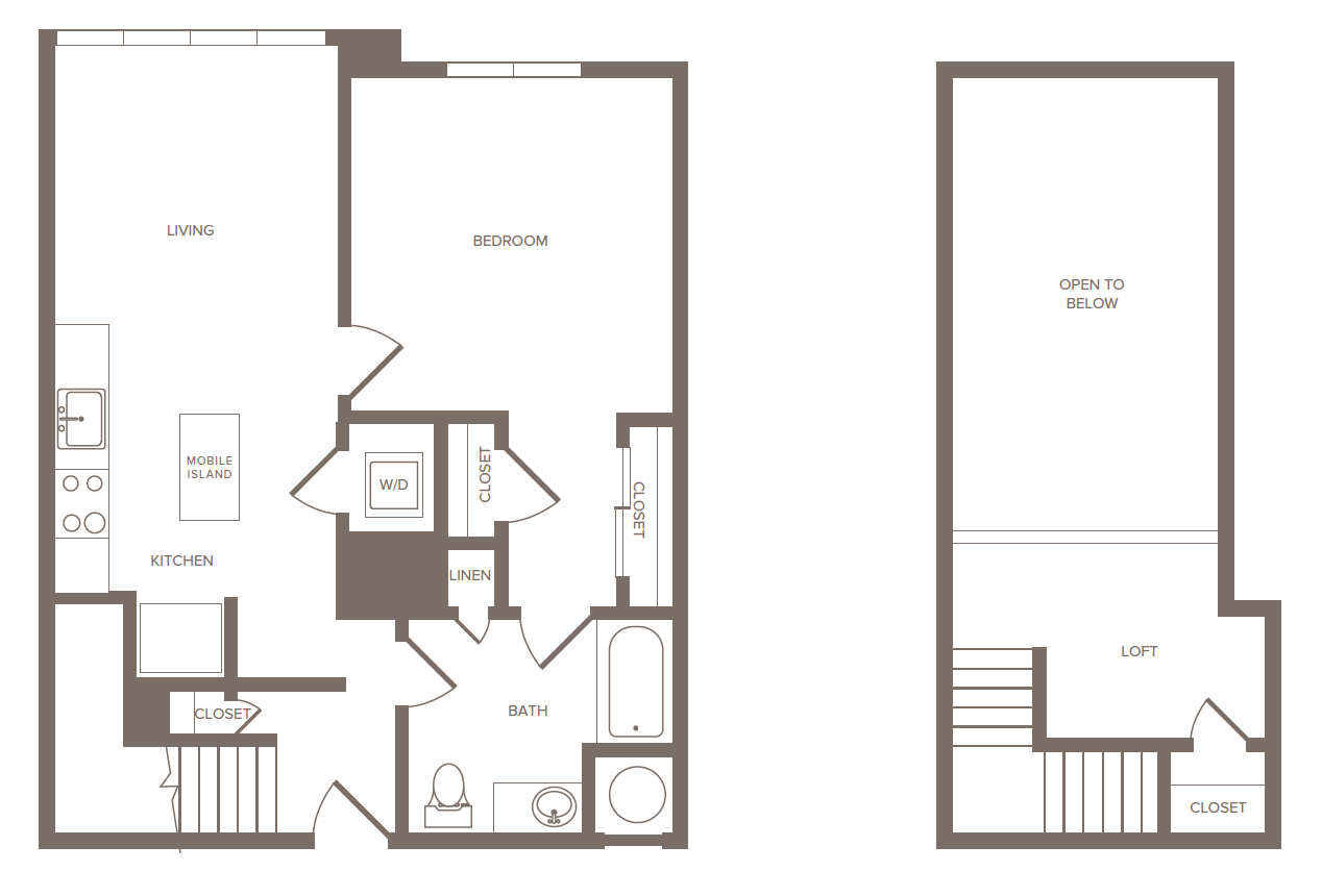 1 Bed/1 Bath Loft-E floor plan
