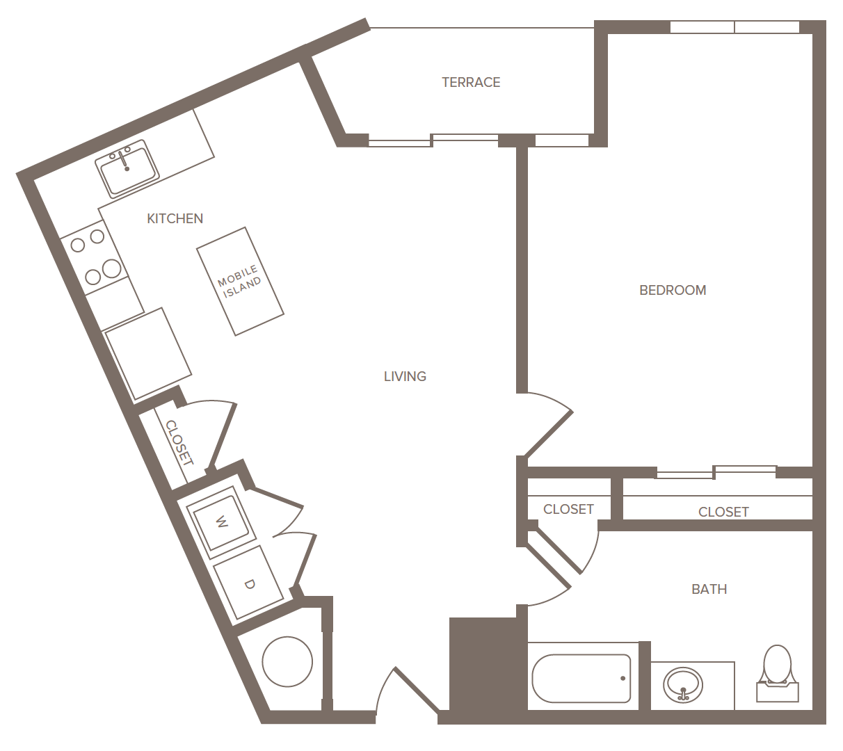 1 Bed/1 Bath-H floor plan
