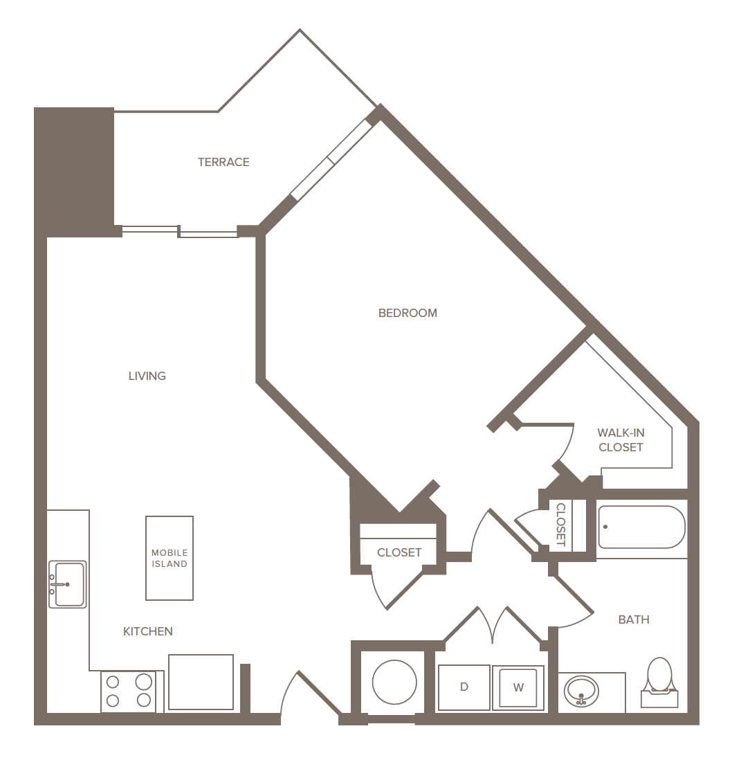 1 Bed/1 Bath-F floor plan