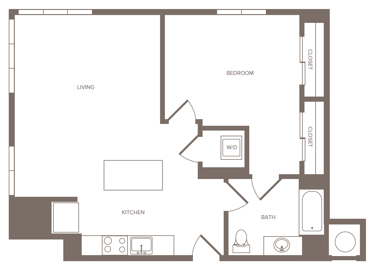 1 Bed/1 Bath-K floor plan