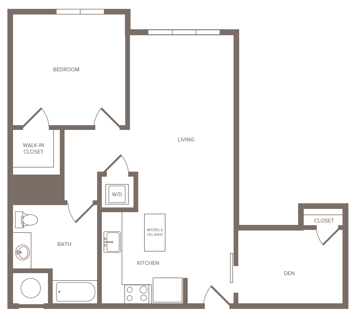 1 Bed/1 Bath Den-O floor plan