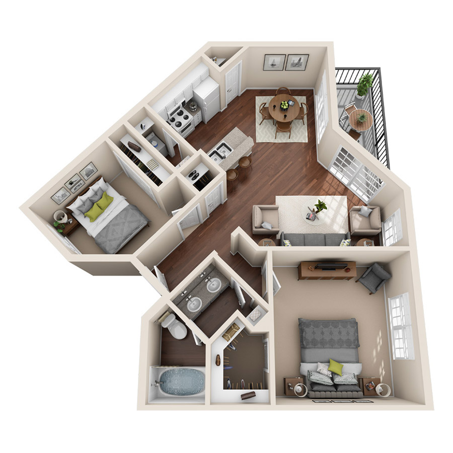 B1 - 2 Bedroom floor plan
