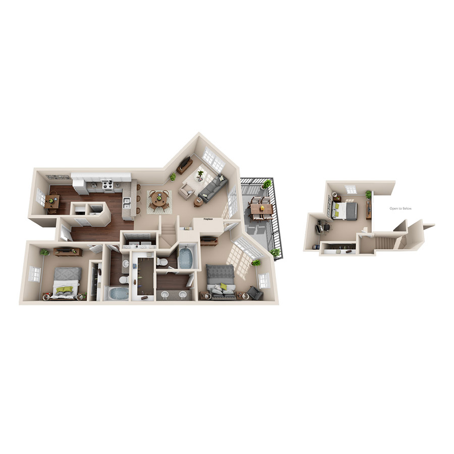 C1R - 3 Bedroom floor plan