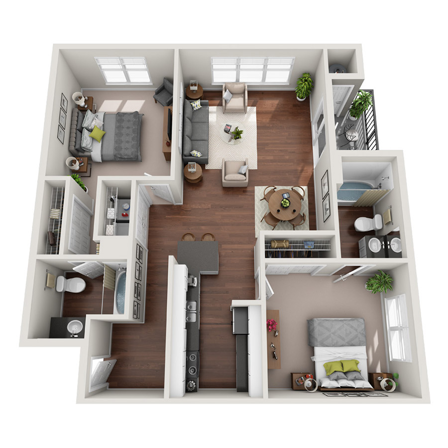 B1-II - 2 Bedroom floor plan