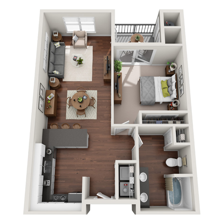 A1-II - 1 Bedroom floor plan