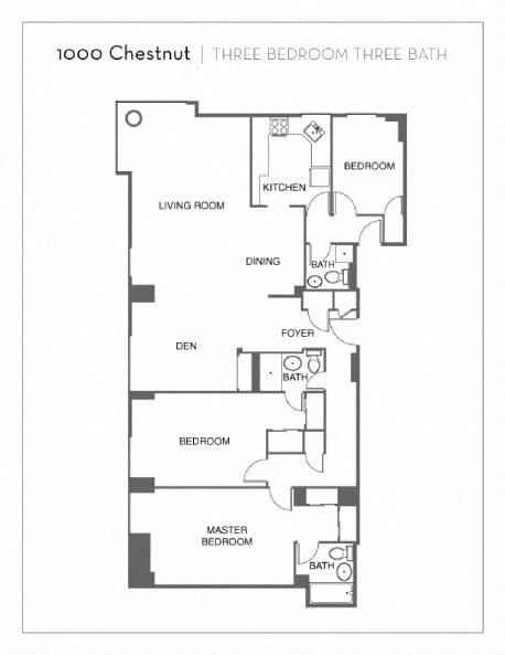 Renovated 3 Bed, 3 Bath floor plan