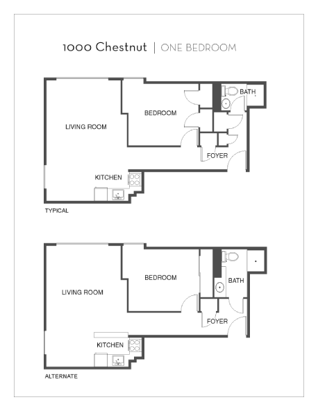 Renovated 1 Bed, 1 Bath floor plan