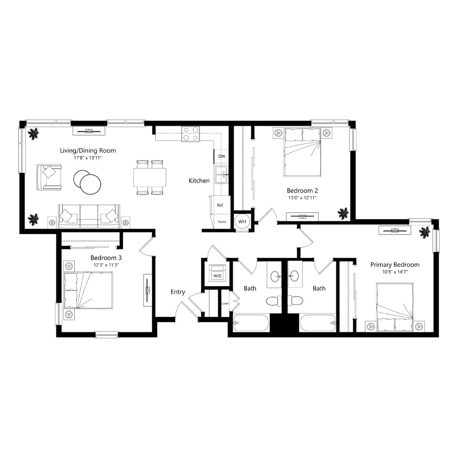 Unit F floor plan