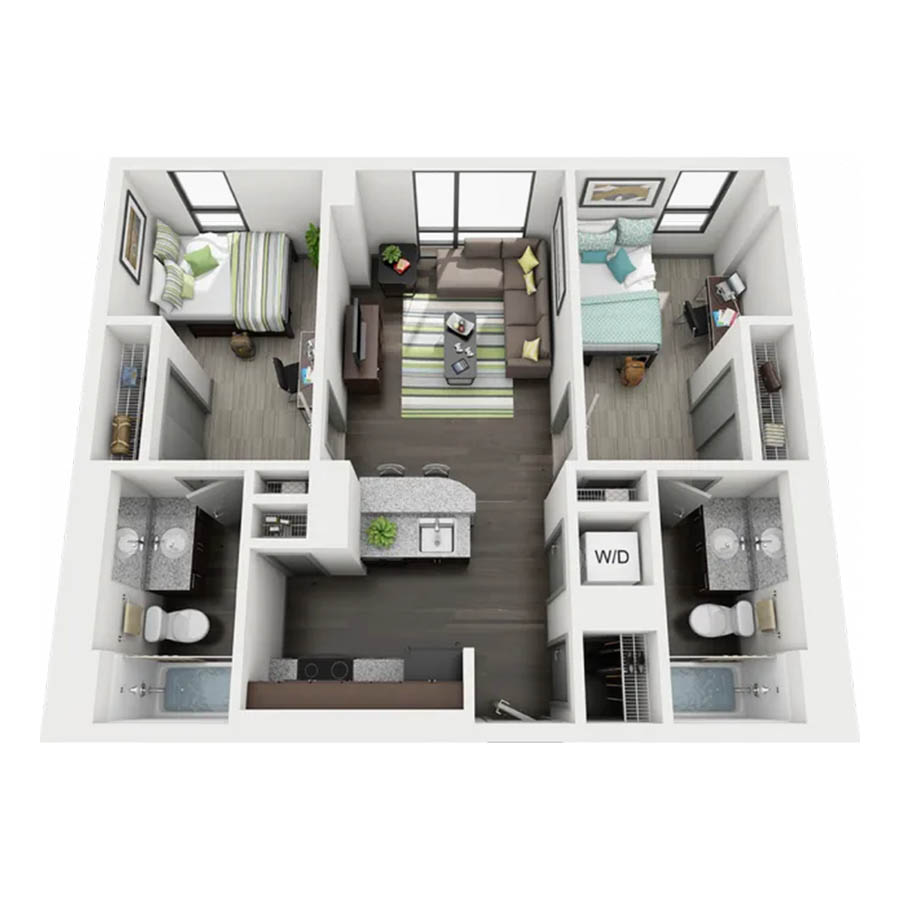 2 Bedroom 2 Bathroom floor plan