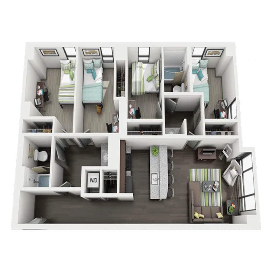 4 Bedroom 2 Bathroom floor plan