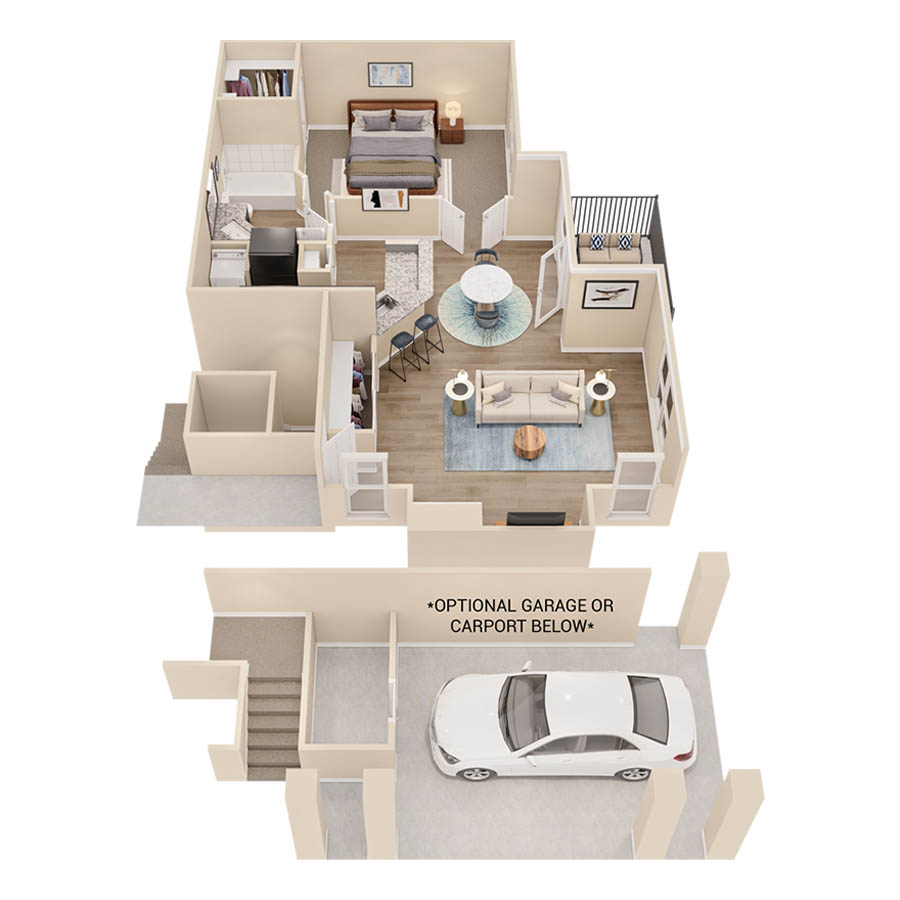 Westchase - Carport or Garage Located Below floor plan